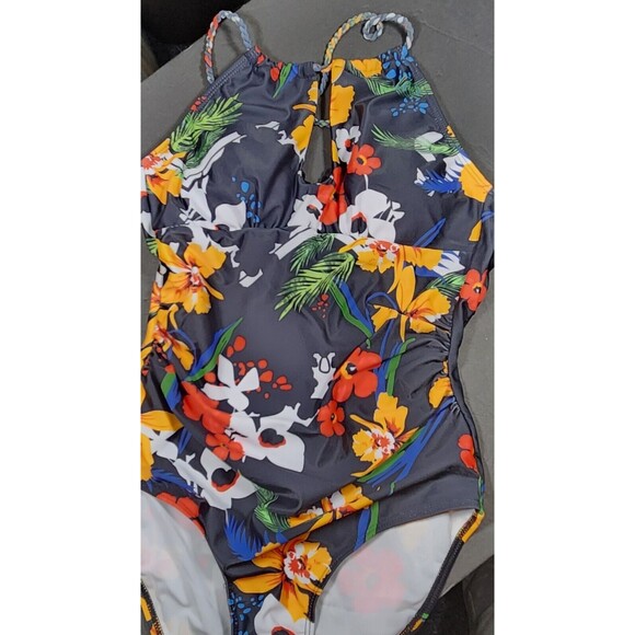 Luna Wave Women's One Piece Swimsuit Halter Neck Hollow Front Ruched Beach Wear - Picture 9 of 10